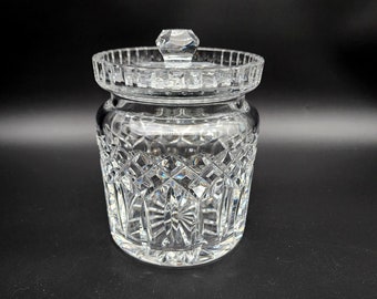 Waterford Crystal 'Lismore' Hand Cut Brilliant Cut Lead Crystal 6" Lidded Large Round Decorative Jar Display Jar Memorable Keepsake Gift