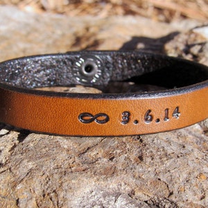 Mens Womens Personalized Custom Leather Bracelet Date, Memorial Gift, Leather Remembrance Jewelry, In Loving Memory, Sympathy Grief Mourning