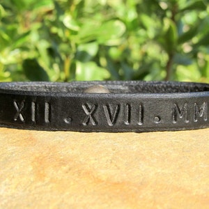 Personalized Leather Bracelet For Men Custom Bracelets Man Husband Gift Bracelet. Roman Numerals. 3rd Anniversary Gift, Personalized Leather