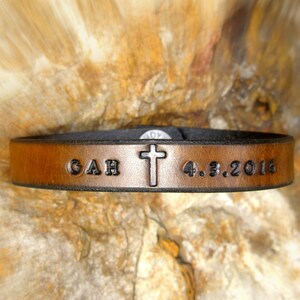 Remembrance Gift, In Memory Of, Custom Men Women Leather Bracelet Personalized Cuff, Sympathy Gift, 3rd Anniversary Gift, In Loving Memory