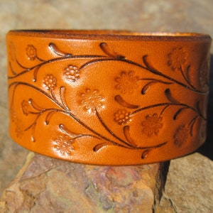 Leather Bracelet for Women Wide Flower Vine Womens Leather - Etsy