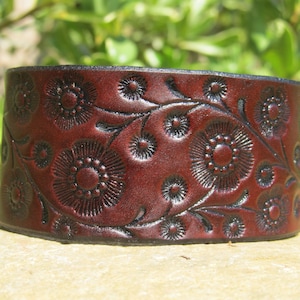 Leather Bracelet for Women, Wide Flower Vine, Womens leather bracelet, Leather Wristband Bracelet Women, Gift for Her, 3rd Anniversary Gift