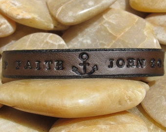 Scripture Leather Bracelet Christian Jewelry Religious Jewelry Bible Jesus Christian Quote Bible Verse Bracelet Visible Faith Jewelry
