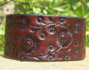 Leather Bracelet for Women Wide Flower Vine Womens Leather - Etsy