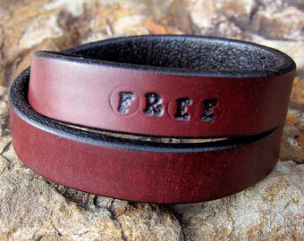 Leather Wrap Bracelet, Leather Custom Cuff Bracelet, Mens Women Leather Bracelet, Customized Bracelet, Personalized Leather, 3rd Anniversary