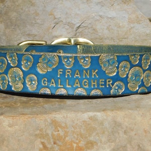 Personalized Leather Dog Collar, Engraved Dog Collar, Custom Dog Collar, Leather Dog Collar, Boy Dog Collar, Skulls Dog Collar with Name