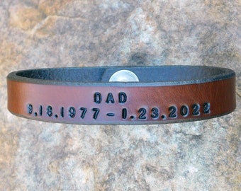 In Loving Memory Leather Bracelet, Memorial Bracelet, Personalized In Loving Memory of Dad Mother Son Daughter, Mourning, Loss of Loved One