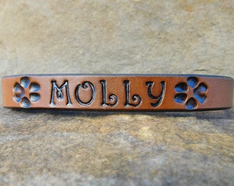 In Loving Memory Sympathy Gift Leather Bracelet Personalized Memorial Pet Dog Cat Remembrance Jewelry, Sympathy Gift, Dog Paw Print Pet Loss