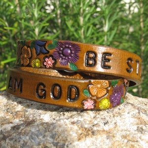 Leather Bracelet for Women Flower Verse Scripture Double Wrap Womens leather bracelet Leather Wristband Bracelet Women, 3rd Anniversary Gift