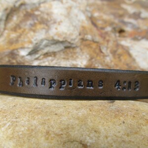 Scripture Leather Bracelet Christian Jewelry Religious Jewelry Bible Jesus Christian Quote Bible Verse Bracelet Visible Faith Jewelry image 5