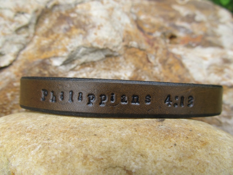 Scripture Leather Bracelet Christian Jewelry Religious Jewelry Bible Jesus Christian Quote Bible Verse Bracelet Visible Faith Jewelry image 5