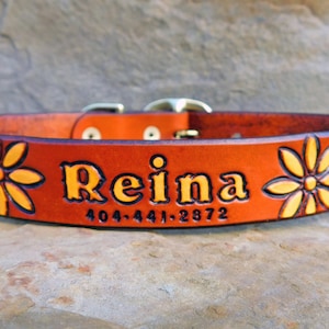 Personalized Leather Dog Collar, Custom Leather Dog Collar, Handmade Personalized Gift, Leather Collar with Name and Number Engraved Leather