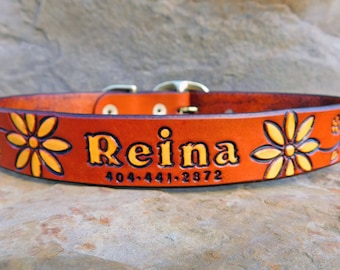 Personalized Leather Dog Collar, Custom Leather Dog Collar, Handmade Personalized Gift, Leather Collar with Name and Number Engraved Leather