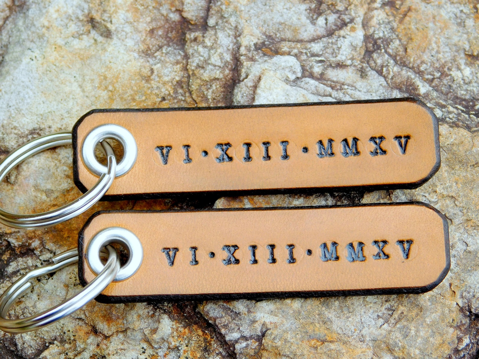 Custom Roman Numeral Keychian Set, 3rd Anniversary Gift, Leather Key ...