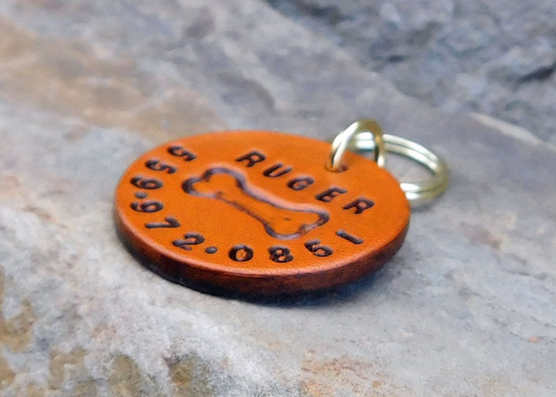 Custom Leather Dog Tag for Dogs Pet ID Personalized Engraved Etsy