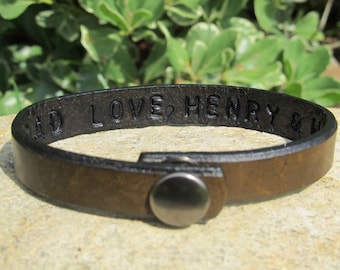 Custom Mens Leather Bracelet - Custom Coordinates Latitude Longitude - Inside Secret Message Cuff - Your Eyes Only - Men Women Personalized