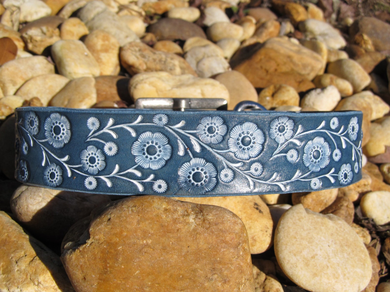 Hand Painted Tooled Leather Dog Collar 1 1/2 inch WIDE Etsy