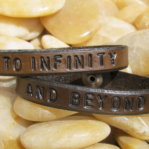 To Infinity and Beyond Personalized Leather Bracelet Men Women Custom Bracelets Men Husband Gift Bracelet Personalized Women 3rd Anniversary Bild 1