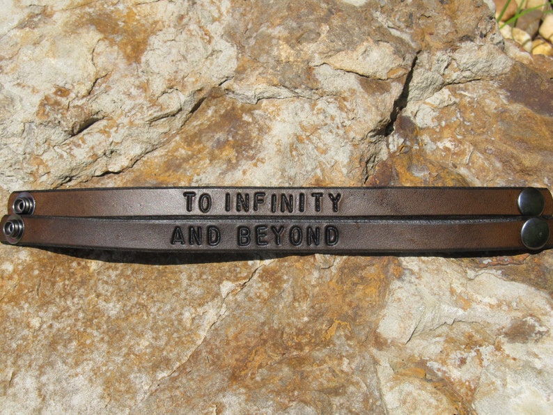 To Infinity and Beyond Personalized Leather Bracelet Men Women Custom Bracelets Men Husband Gift Bracelet Personalized Women 3rd Anniversary Bild 4