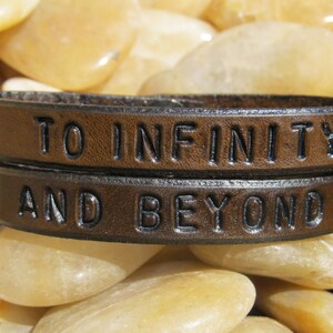 To Infinity and Beyond Personalized Leather Bracelet Men Women Custom Bracelets Men Husband Gift Bracelet Personalized Women 3rd Anniversary Bild 2