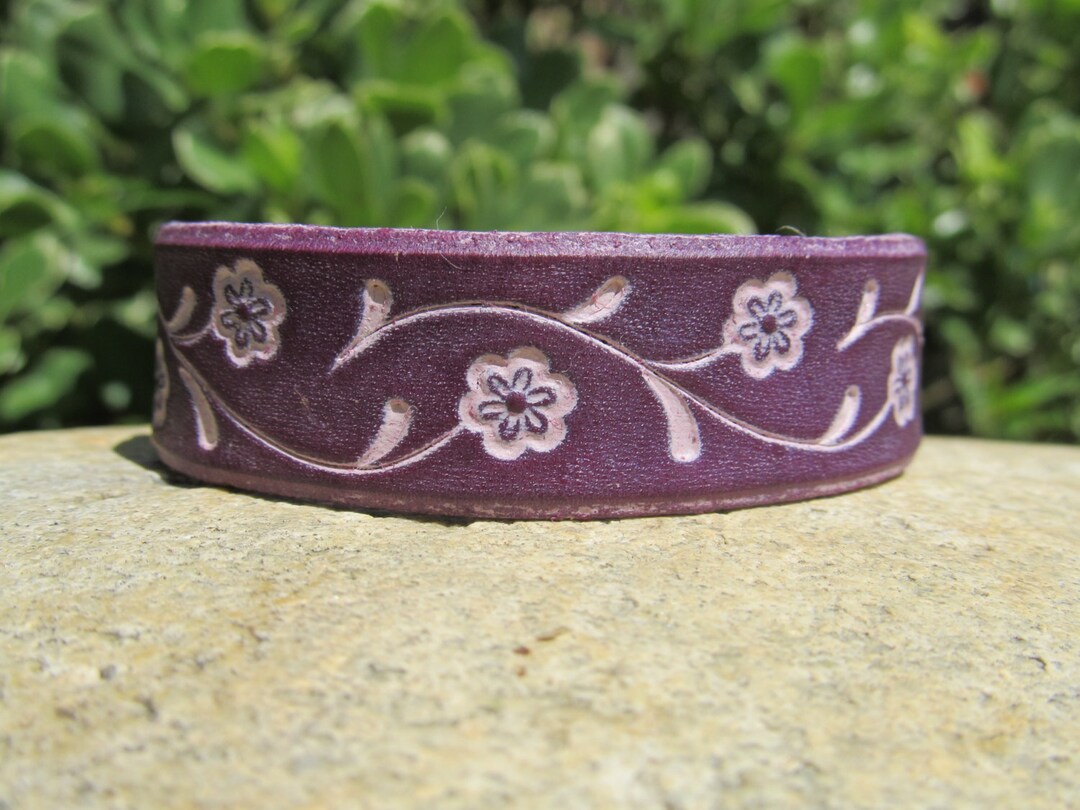Leather Bracelet for Women Purple Floral Vine, Womens Leather Bracelet ...