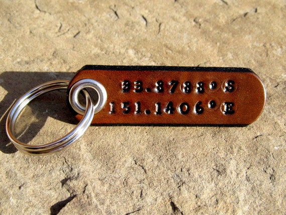 Vintage latitude longitude best sale keychain