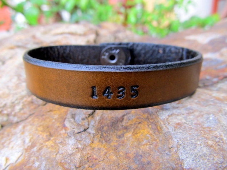 Customized Bracelet, Personalized Bracelet, 3rd Anniversary Gift Leather Bracelet, Custom Cuff Bracelet Engraved, Gift for him, Gift for her image 5