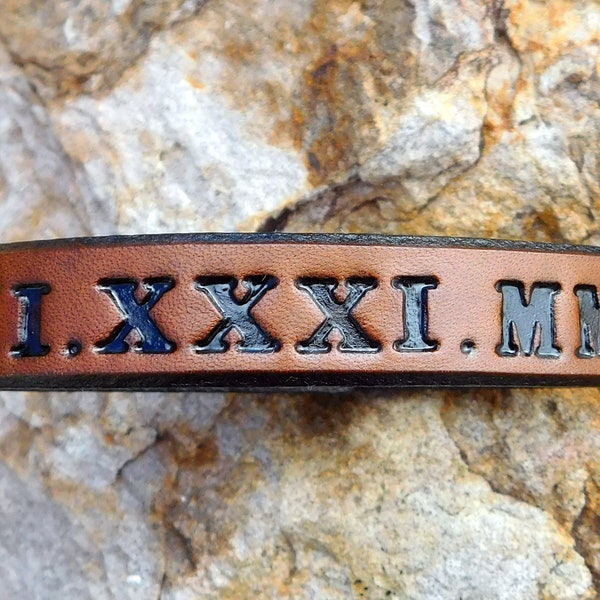 Leather Roman Numeral Bracelet, Anniversary Gift For Men Women Bracelet, Anniversary Bracelet For Boyfriend, Personalized Gift For Him Her