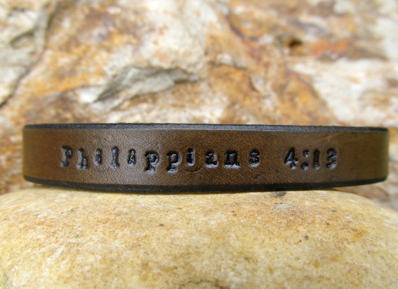 Scripture Leather Bracelet Christian Jewelry Religious Jewelry Bible Jesus Christian Quote Bible Verse Bracelet Visible Faith Jewelry image 1