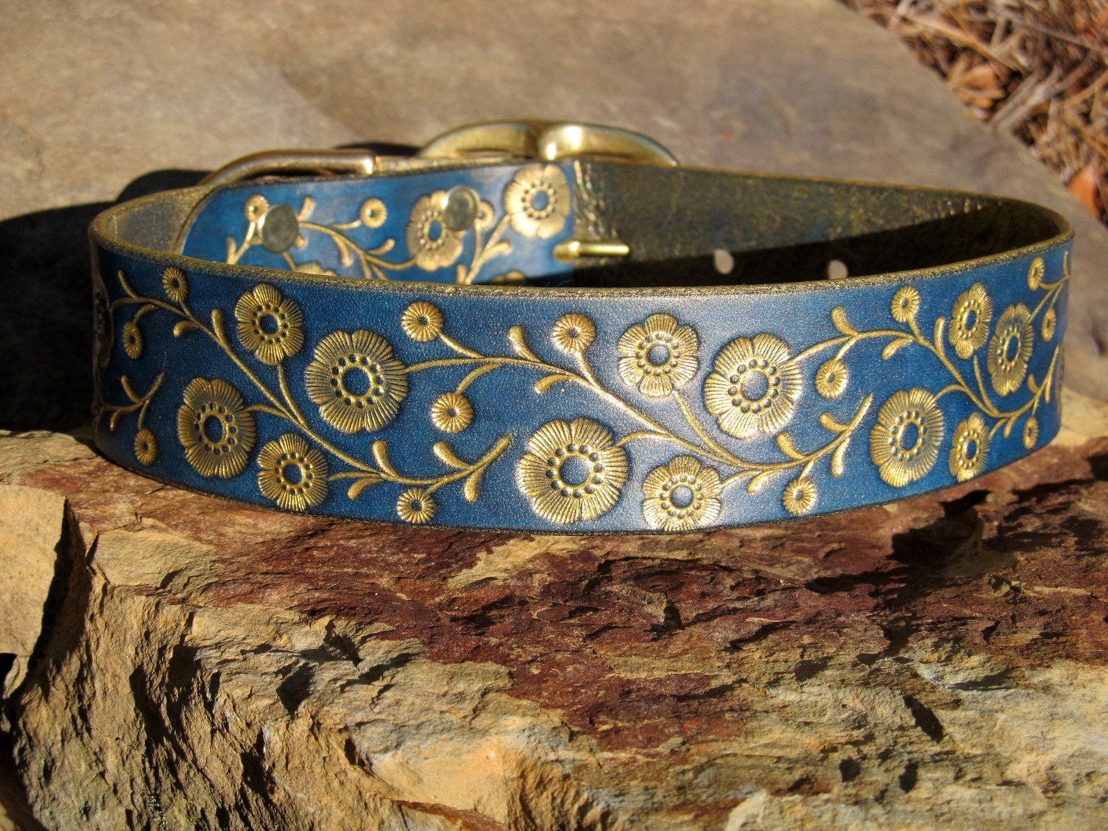 Leather Dog Collar Hand Painted Tooled 1 1/2 inch WIDE Etsy