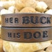 Hand Tooled Leather Bracelet Cuff - Her Buck His Doe - Set of Two - His Hers - Mens Womens Girl Boy - Brown