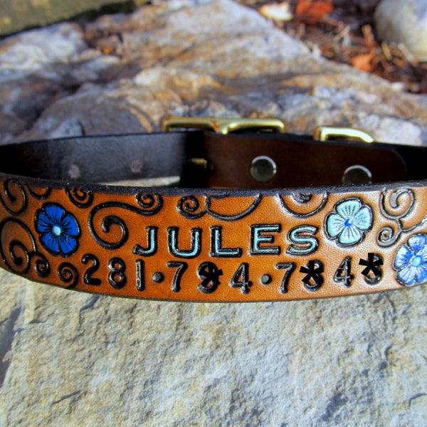 Embroidered Dog Collar With Name and Number Etsy