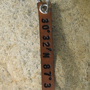 Personalized Custom Coordinates Longitude Latitude Keychain GPS Wedding Birthday or Third Anniversary Gift Men Women Sarah's Artistry image 4