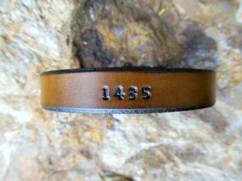 Customized Bracelet, Personalized Bracelet, 3rd Anniversary Gift Leather Bracelet, Custom Cuff Bracelet Engraved, Gift for him, Gift for her image 2