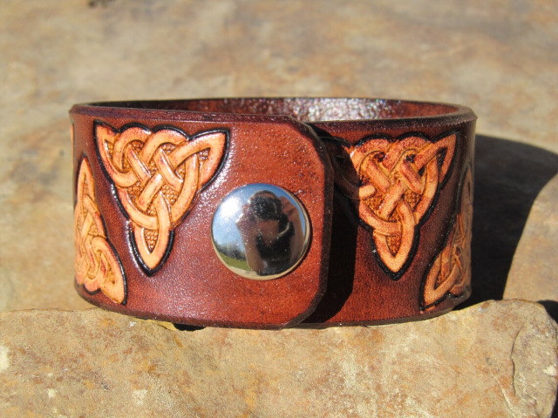 Leather Bracelet for Women Celtic Heart Knot Womens Leather | Etsy