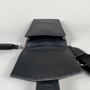 Black Leather Mini Cross Body Phone Bag image 9
