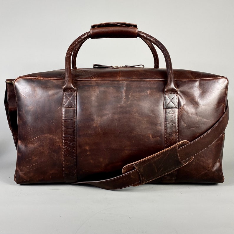 Large Cognac Leather Weekend Holdall Without tag