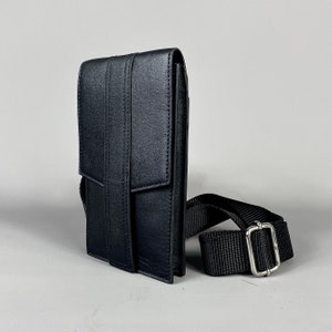 Black Leather Mini Cross Body Phone Bag image 7