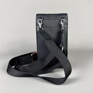 Black Leather Mini Cross Body Phone Bag image 8