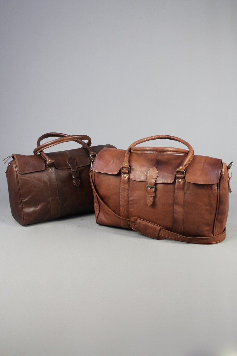 personalised leather travel bag