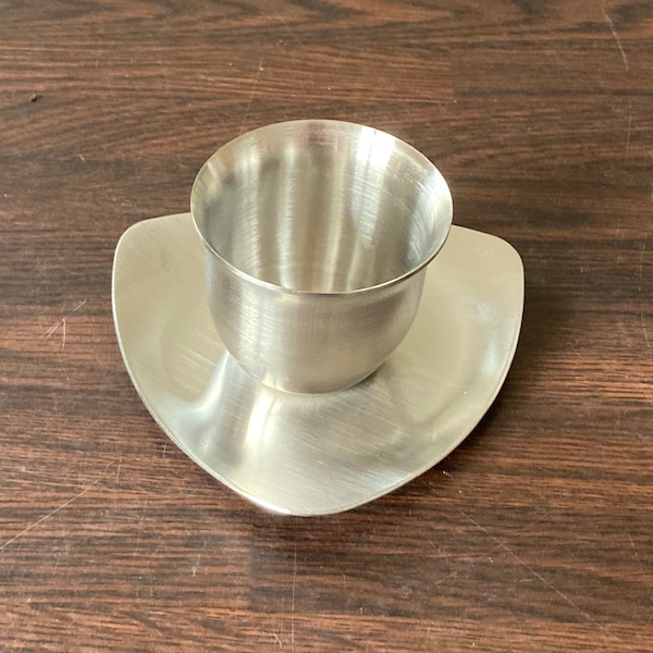 Old Hall Egg Cup Stainless Steel, Triangular, Good Size.