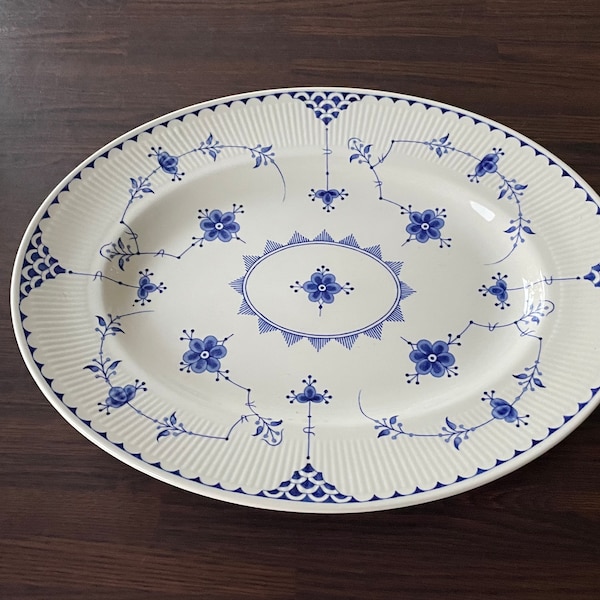 Furnivals Denmark Blue Oval Serving Platter 14x11 inches Excellent Condition. Plate