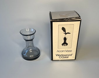 Wedgwood Crystal Acorn Vase FJT40. Boxed with Instructions. Smoked Glass Frank Thrower