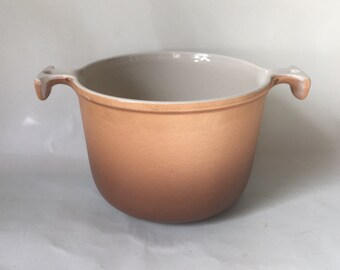 Vintage Le Creuset Fondue Pot, Cast Iron, Enzo Mari, Hazlenut Brown