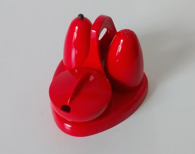 Melmex Melamine Red Cruet Set Salt Pepper Mustard. VW Etsy