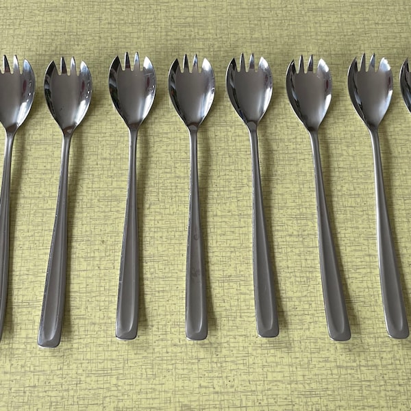 8x Firth Sporks Stainless Steel 7" Excellent Condition Vintage Made in England Party Cutlery Spoons Forks