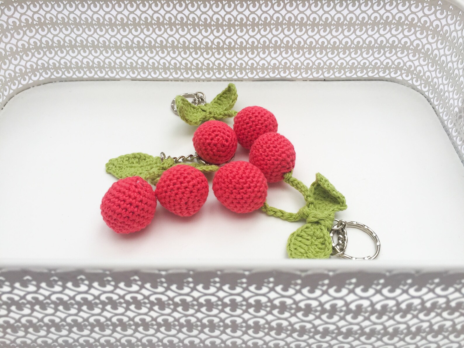 Crochet Cherry Key Chain, Crochet Cherries, Cherry Key Ring, Cherry Gift, Cherry Accessory