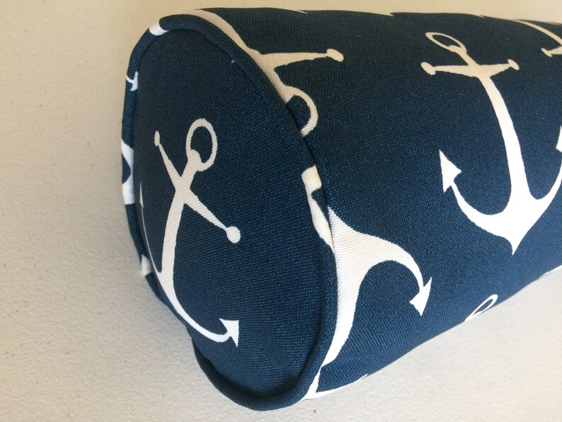Nautical Outdoor/Indoor Bolster Pillow Cover Navy Anchor Etsy