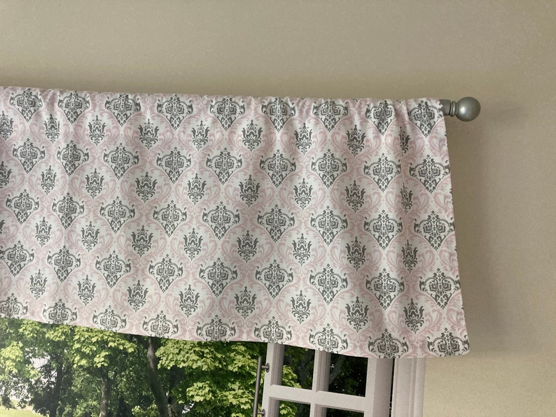 Nursery Valance Girls Valance Gray White and Pink Valance Etsy
