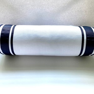 Bedroom Bolster Pillow Cover, White with Navy Accent Bolster Pillow Cover Decorative Bolster Cover